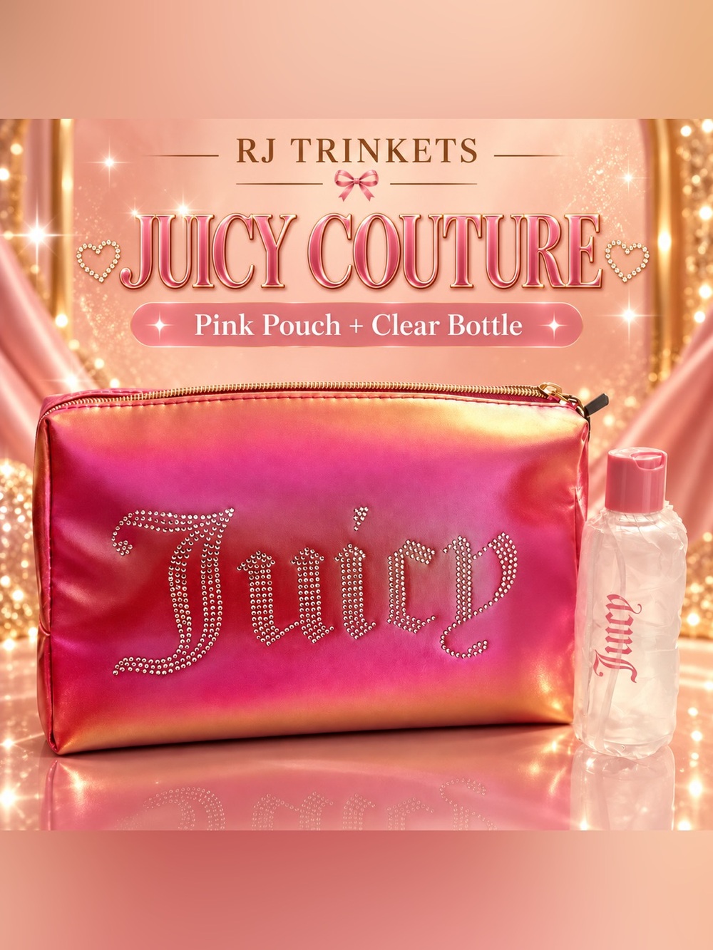 Juicy Couture Pink Ombré Pouch with Clear Bottle